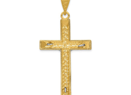 14k Two-tone Diamond Cut Crucifix Pendant (Style K6303)