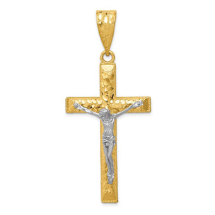14k Two-tone Diamond Cut Crucifix Pendant (Style K6303)