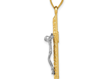 14k Two-tone Diamond Cut Crucifix Pendant (Style K6304)