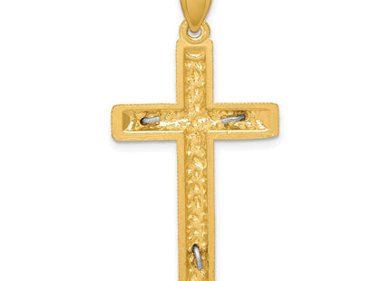 14k Two-tone Diamond Cut Crucifix Pendant (Style K6304)