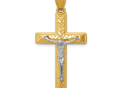 14k Two-tone Diamond Cut Crucifix Pendant (Style K6304)