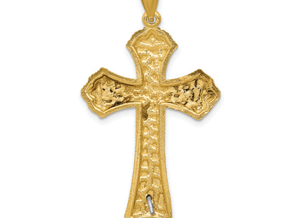 14k Two-tone Diamond-cut Passion Crucifix Pendant, 41 x 22mm