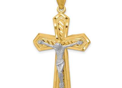 14k Two-tone Diamond-cut Passion Crucifix Pendant (Style K6313)