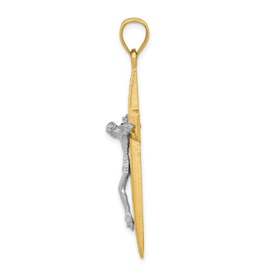 14K Two-tone Diamond-cut Latin Crucifix Pendant