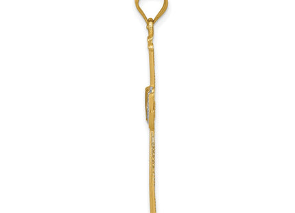 14k w/Rhodium Diamond-cut Filigree Cross Pendant (Style K6321)