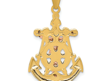 14k Tri-Color Mariner Crucifix Pendant, 31 x 17mm