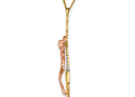 14k Tri-Color Mariner Crucifix Pendant, 37 x 21mm