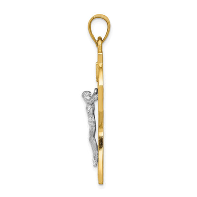 14K Two-tone Polished Celtic INRI Crucifix Pendant