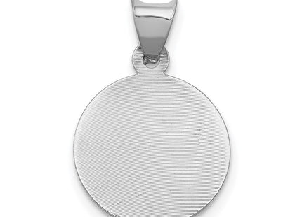 14k White Gold Our Lady of Guadalupe Semi-solid Round Pendant (Style K6336)