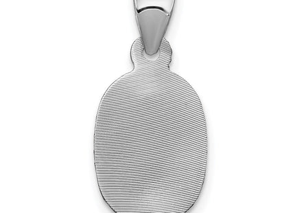 14K white gold oval pendant, further view