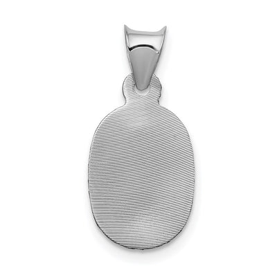 14K White Gold Our Lady of Guadalupe Semi-solid Oval Pendant, 17 x 9.5mm