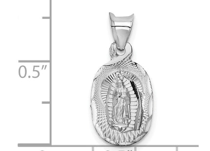 14K white gold oval pendant, another view