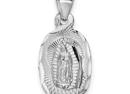 14K white gold oval pendant