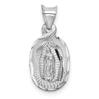 14K white gold oval pendant