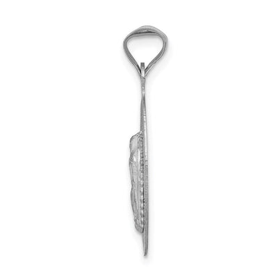 14K White Gold Our Lady of Guadalupe Semi-solid Oval Pendant, 20 x 13.02mm