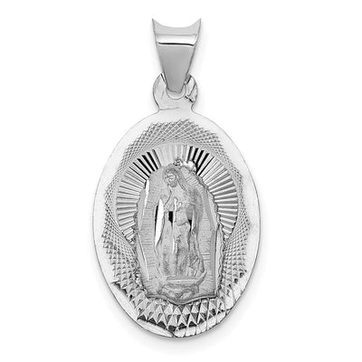 14K white gold oval pendant