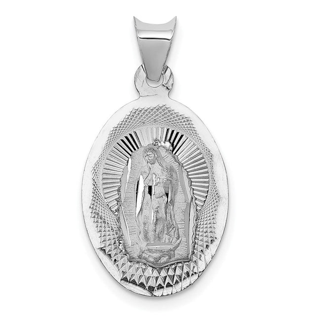 14K white gold oval pendant
