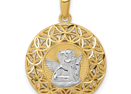 14k Yellow & Rhodium Pendants Style K6370 - Classique Jewelry Inc.