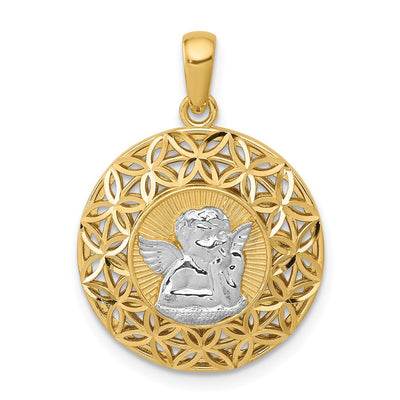 14K gold guardian angel pendant