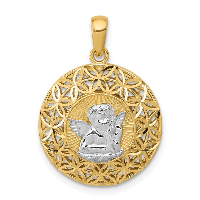 14k Yellow & Rhodium Pendants Style K6370 - Classique Jewelry Inc.