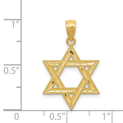 14K Diamond-cut Polished Star of David Pendant