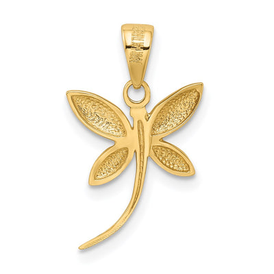 14K w/Rhodium D/C and Polished Dragonfly Pendant