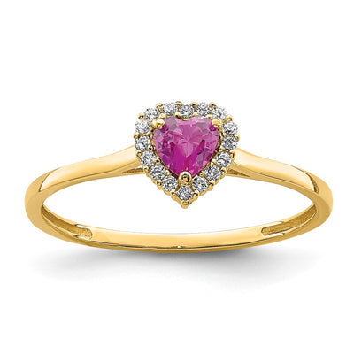 14K gold cubic zirconia heart ring