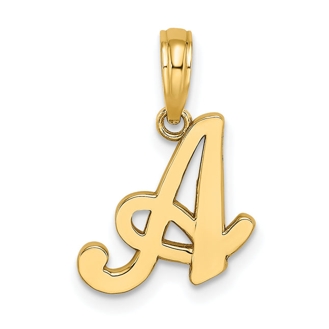 14Ky Script Letter Initial Pendant, 16.4 x 12.67mm
