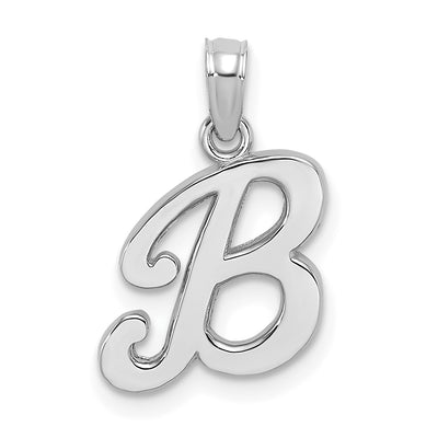 14Kw White Gold Script Letter Initial Pendant, 16.4 x 12.67mm