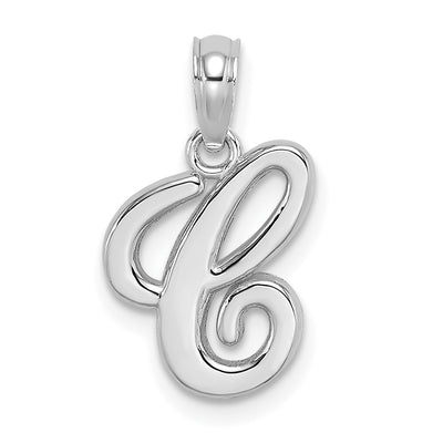 14Kw White Gold Script Letter Initial Pendant, 16.4 x 12.67mm