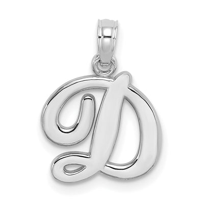 14Kw White Gold Script Letter Initial Pendant, 16.4 x 12.67mm