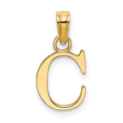 14K Polished Block Letter Initial Pendant