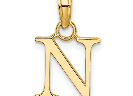 14K Polished Block Letter Initial Pendant