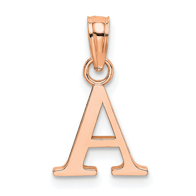 14K Rose Gold Polished Block Letter Initial Pendant