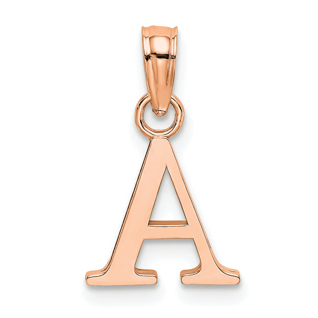 14K Rose Gold Polished Block Letter Initial Pendant