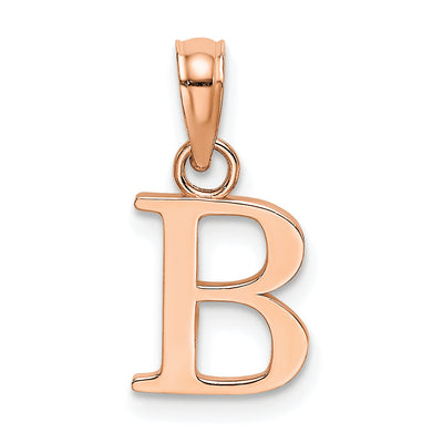 14K Rose Gold Polished Block Letter Initial Pendant