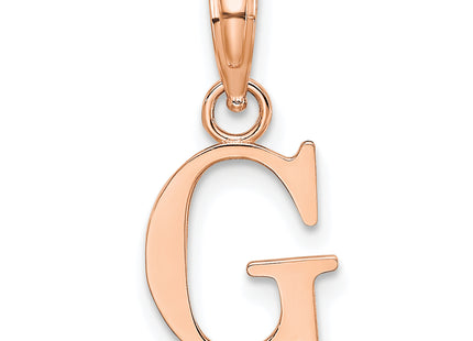 14K Rose Gold Polished Block Letter Initial Pendant