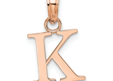 14K Rose Gold Polished Block Letter Initial Pendant