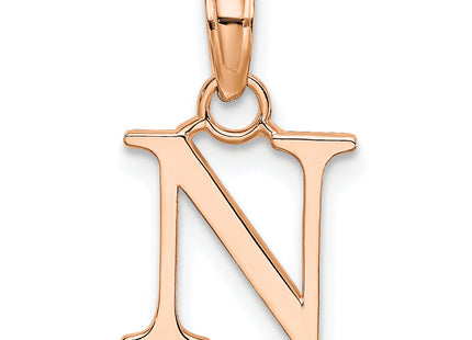 14K Rose Gold Polished Block Letter Initial Pendant