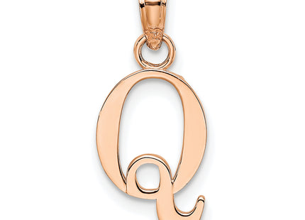 14K Rose Gold Polished Block Letter Initial Pendant