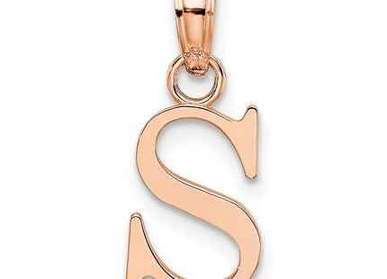 14K Rose Gold Polished Block Letter Initial Pendant