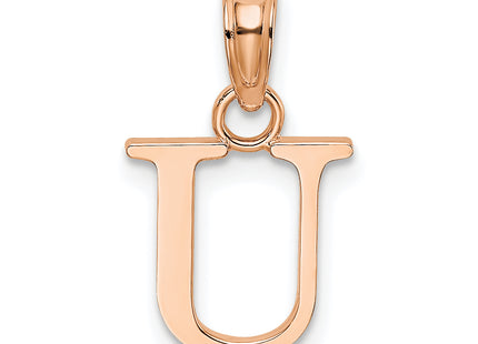 14K Rose Gold Polished Block Letter Initial Pendant
