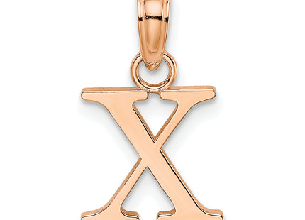14K Rose Gold Polished Block Letter Initial Pendant