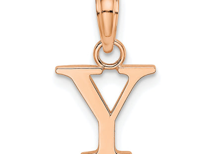 14K Rose Gold Polished Block Letter Initial Pendant