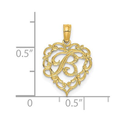 14KY Heart Script Letter Initial Charm Necklace Pendant Jewelry Accessory