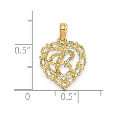 14KY Heart Script Letter Initial Charm Necklace Pendant Jewelry Accessory