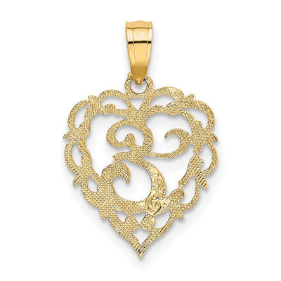 14KY Heart Script Letter Initial Charm Necklace Pendant Jewelry Accessory
