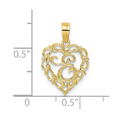 14KY Heart Script Letter Initial Charm Necklace Pendant Jewelry Accessory
