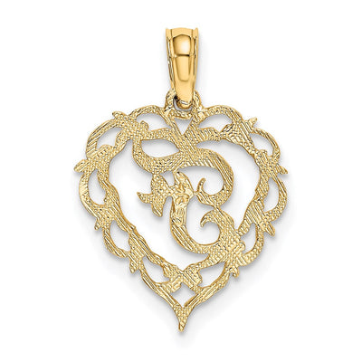 14KY Heart Script Letter Initial Charm Necklace Pendant Jewelry Accessory