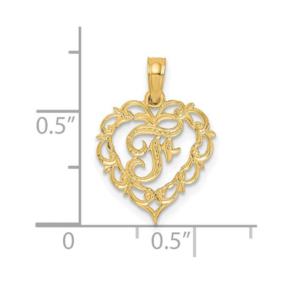 14KY Heart Script Letter Initial Charm Necklace Pendant Jewelry Accessory